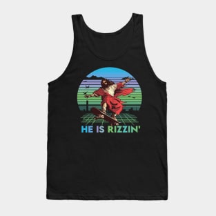 He Is Rizzin Funny Easter Day Jesus Riding Skateboard Tank Top